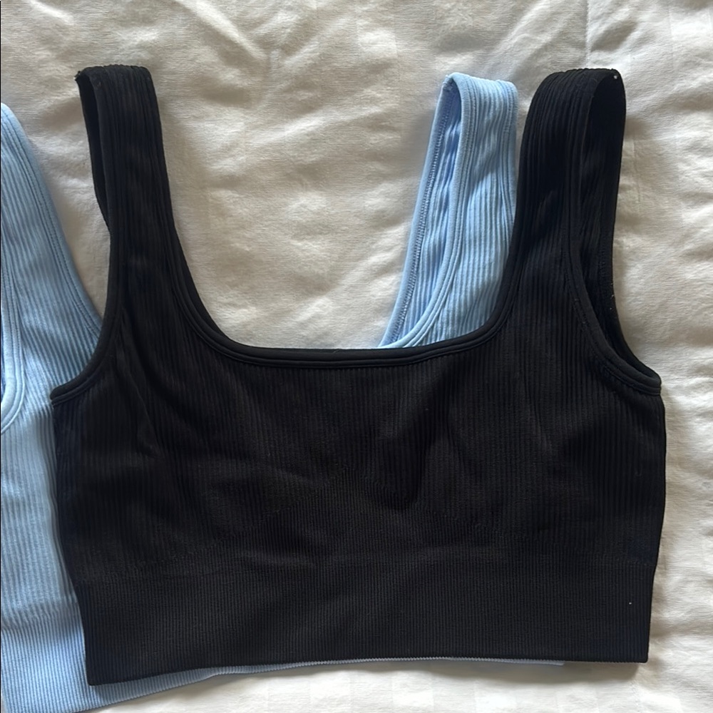 Set of Three Ribbed sports bras /bralettes / crop tops - Picture 4 of 7